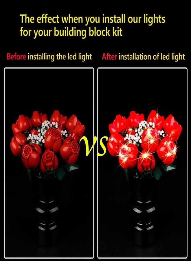 Kyglaring طقم إضاءة LED من Kyglaring لمجموعة بناء باقة الورود من ليغو آيكونز 2024، طقم إضاءة باقة الورود مصمم لمجموعة ليغو 10328 النباتية، هدية لعيد الحب (بدون نموذج - الإصدار القياسي) - Image 4